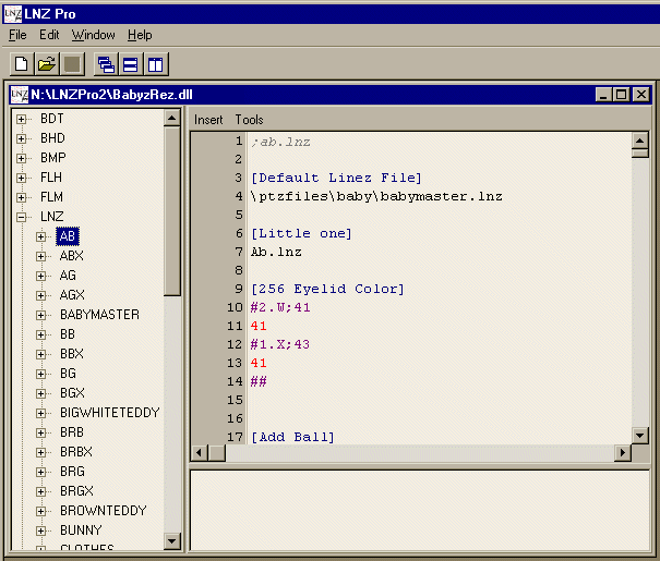 editing a lnz file